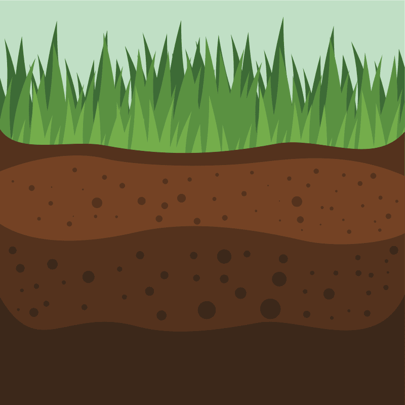 A drawing of a cross-section of the Earth, showing the different layers of mineral-rich soil (ie. top soil).